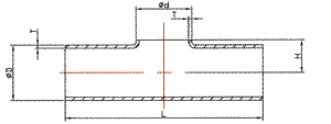 SMS WELD SHORT TEE ( WITHOUT STRAIGHT END )
